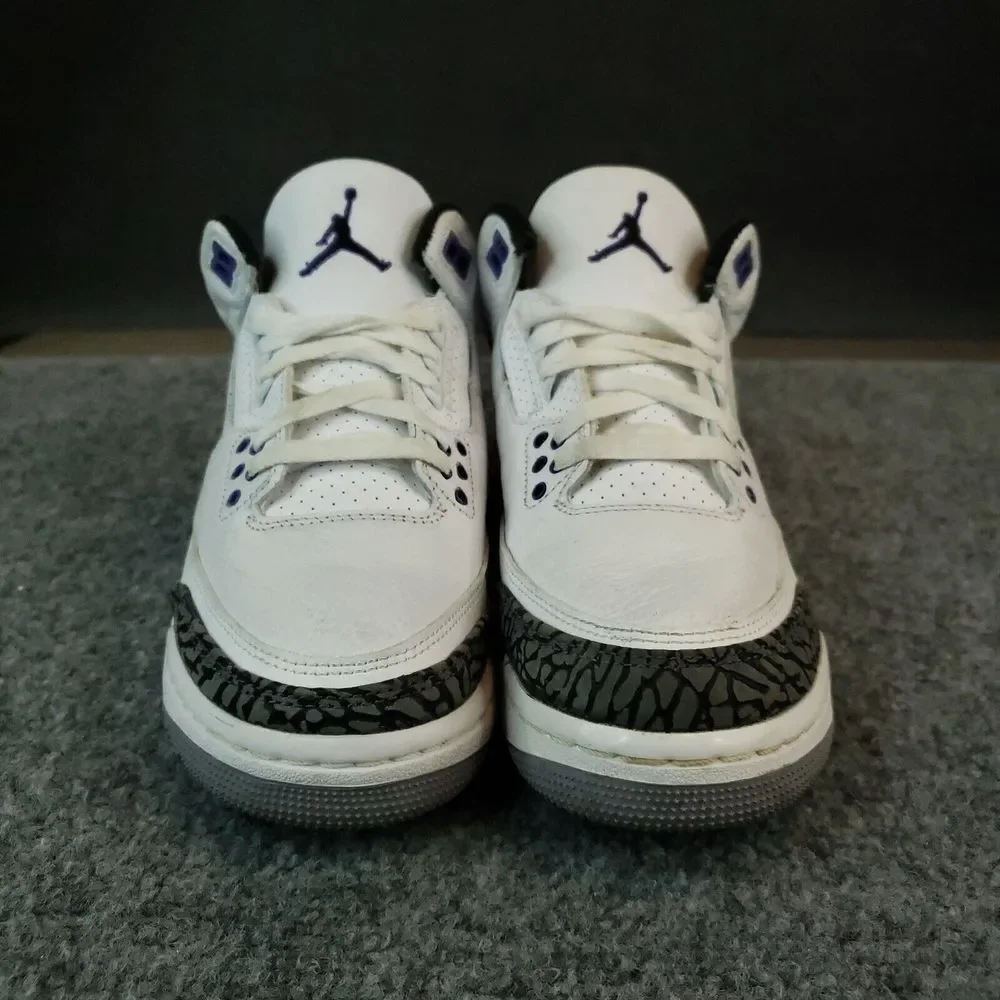 Nike Air Jordan 3 Retro Shoes Youth Boys Size 7 Purple White Sneakers DM0967-105